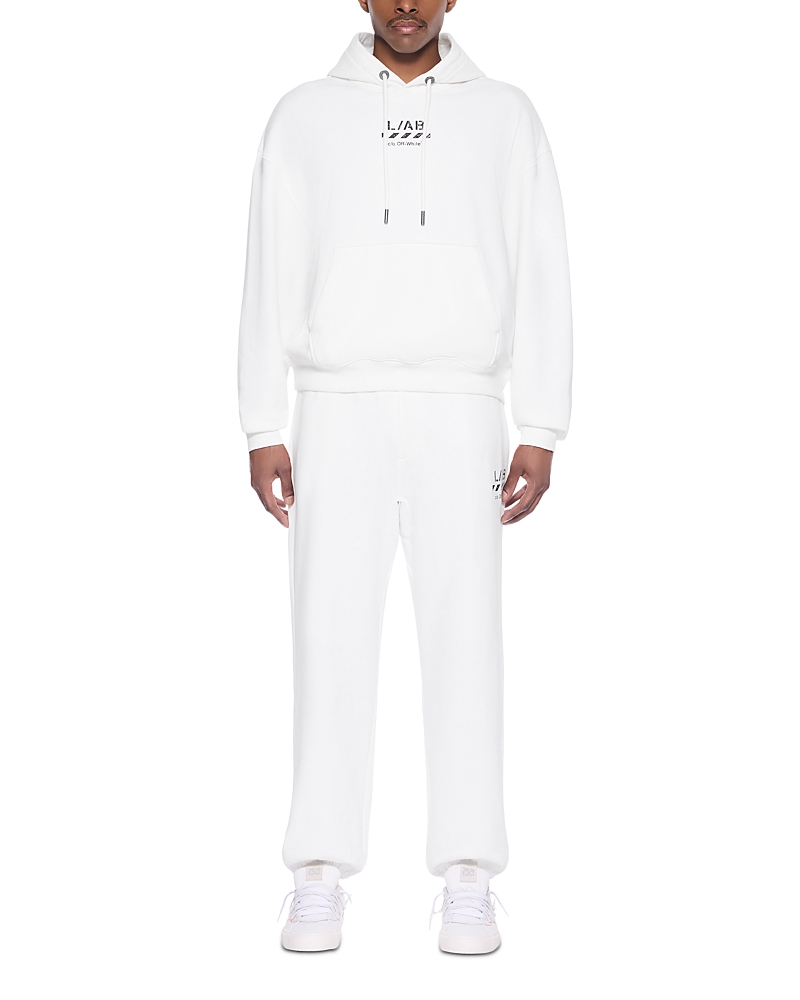 Off-white Cotton Diagonal Graphic Logo Drawstring Hoodie