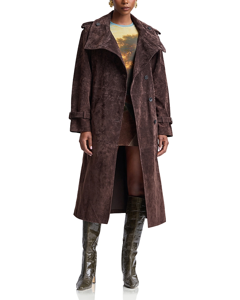 Avec Les Filles Suede Belted Trench Coat