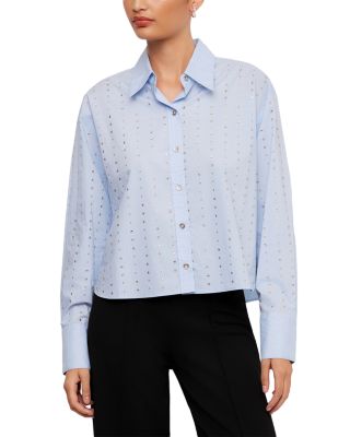 Lisa Cotton Embellished Button Up Top