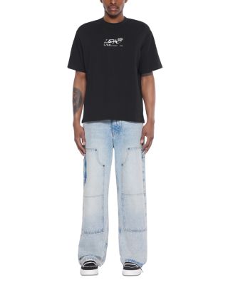 Cotton Diagonal Graphic Carpenter Jeans in Blue Ash