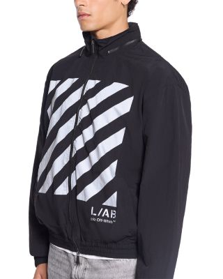Reflective Diagonal Graphic Logo Windbreaker Jacket