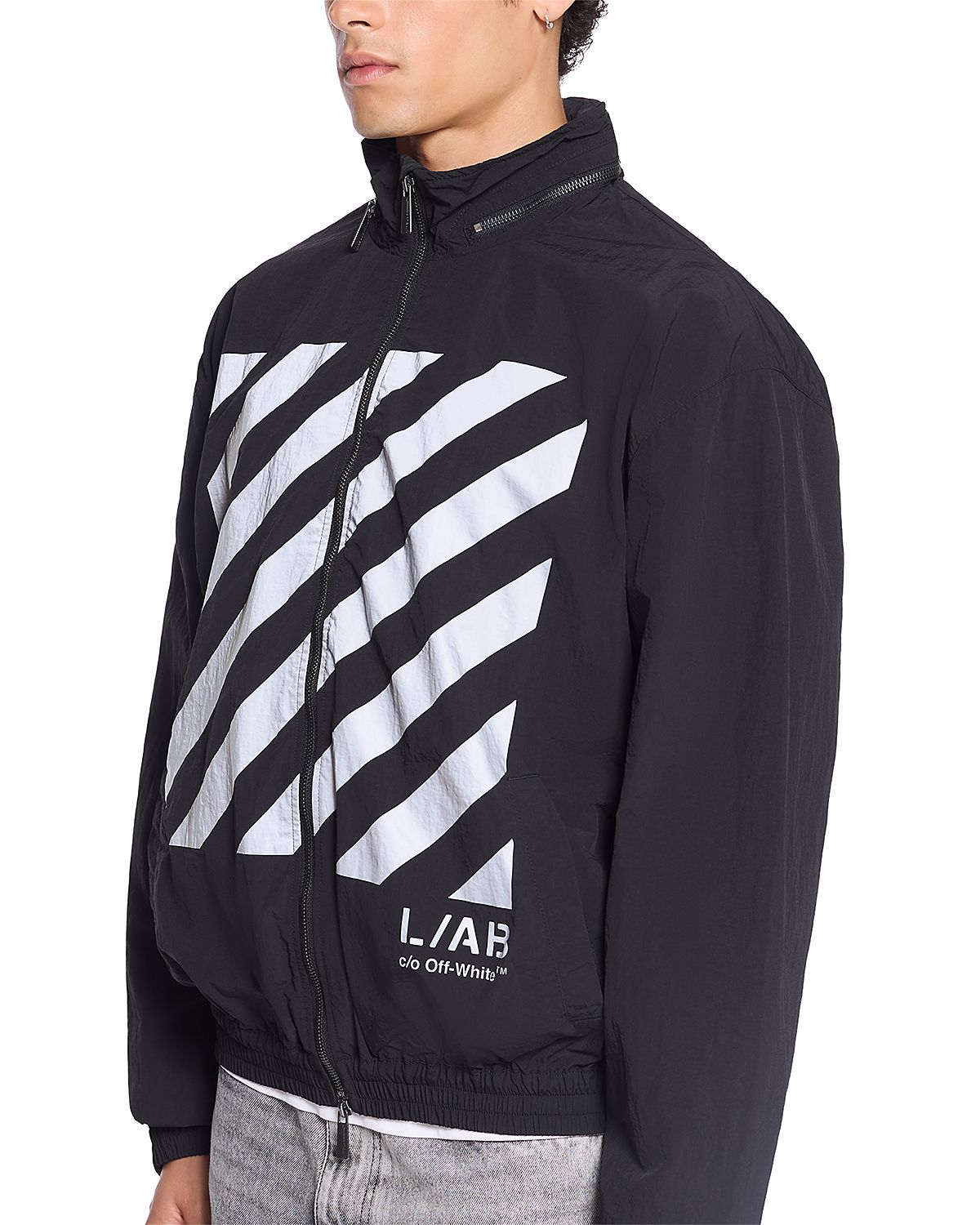Off-White Reflective Diagonal Graphic Logo Windbreaker Jacket