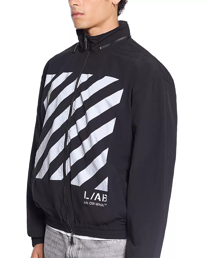 Off-White Reflective Diagonal Graphic Logo Windbreaker Jacket
