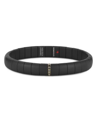 18K Yellow Gold Pura Black Diamond Matte Ceramic Stretch Bracelet, 0.11 tcw