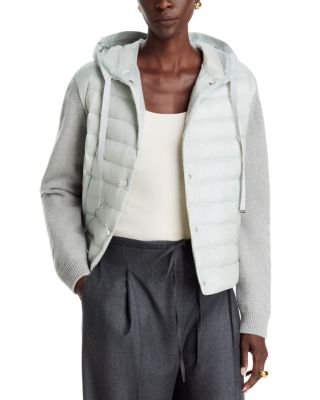Herno Quilted Hooded Mixed Media Coat
