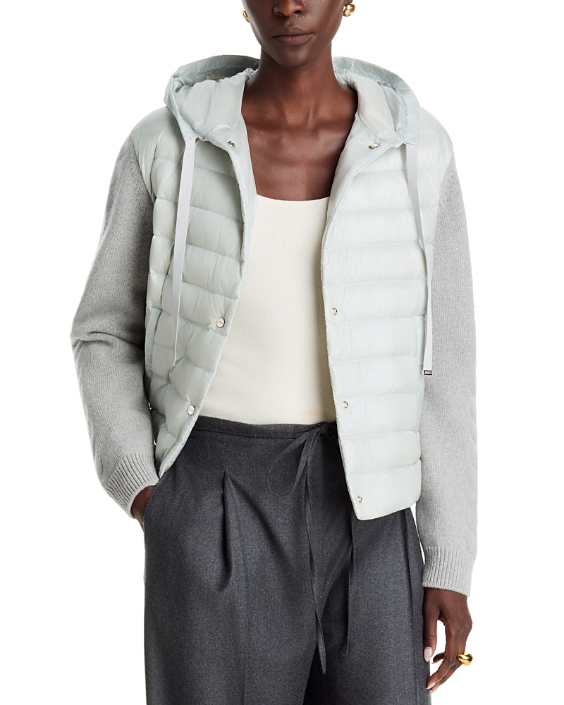 Herno Quilted Hooded Mixed Media Coat
