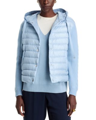 Quilted Hooded Mixed Media Coat