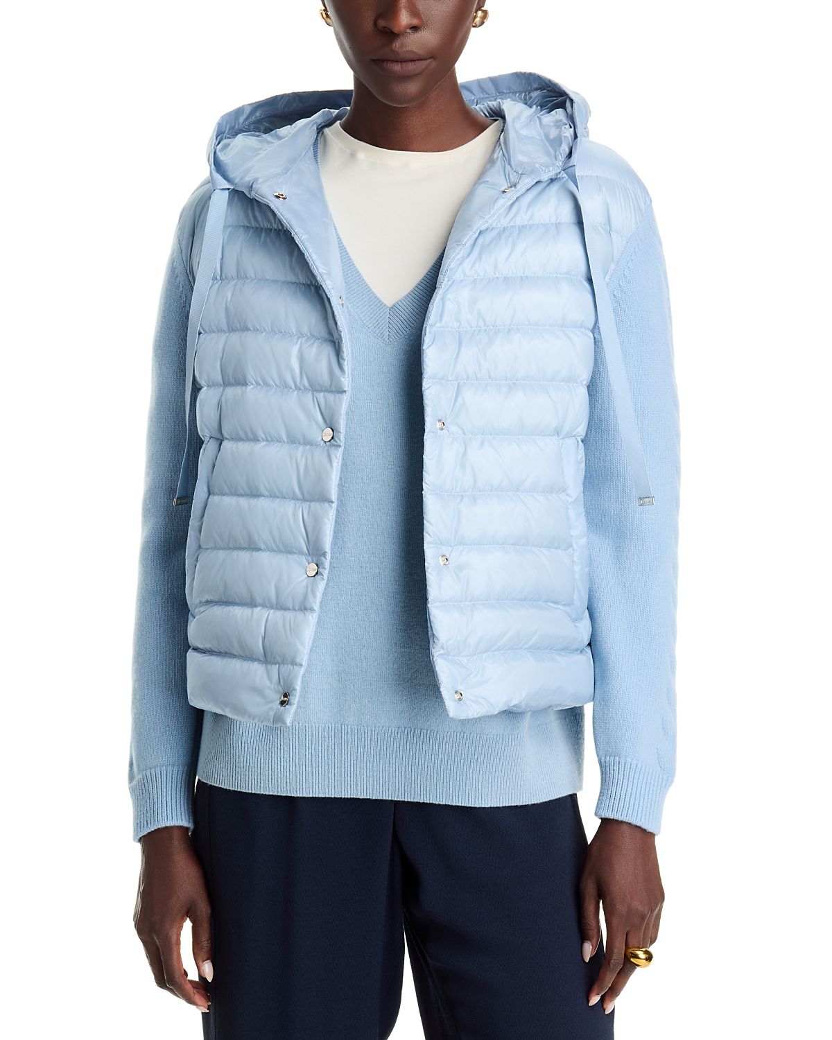 Herno Quilted Hooded Mixed Media Coat