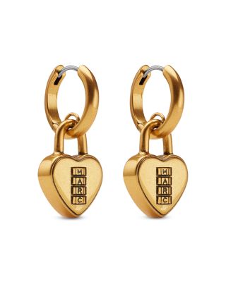 Heart Padlock Charm Hoop Earrings