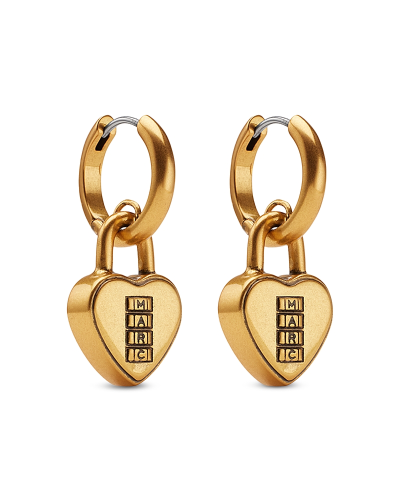 Marc Jacobs Heart Padlock Charm Hoop Earrings