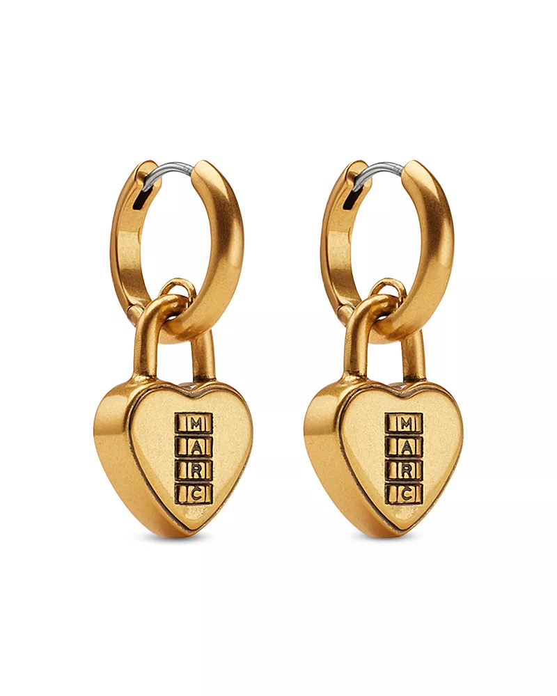 Marc Jacobs Heart Padlock Charm Hoop Earrings