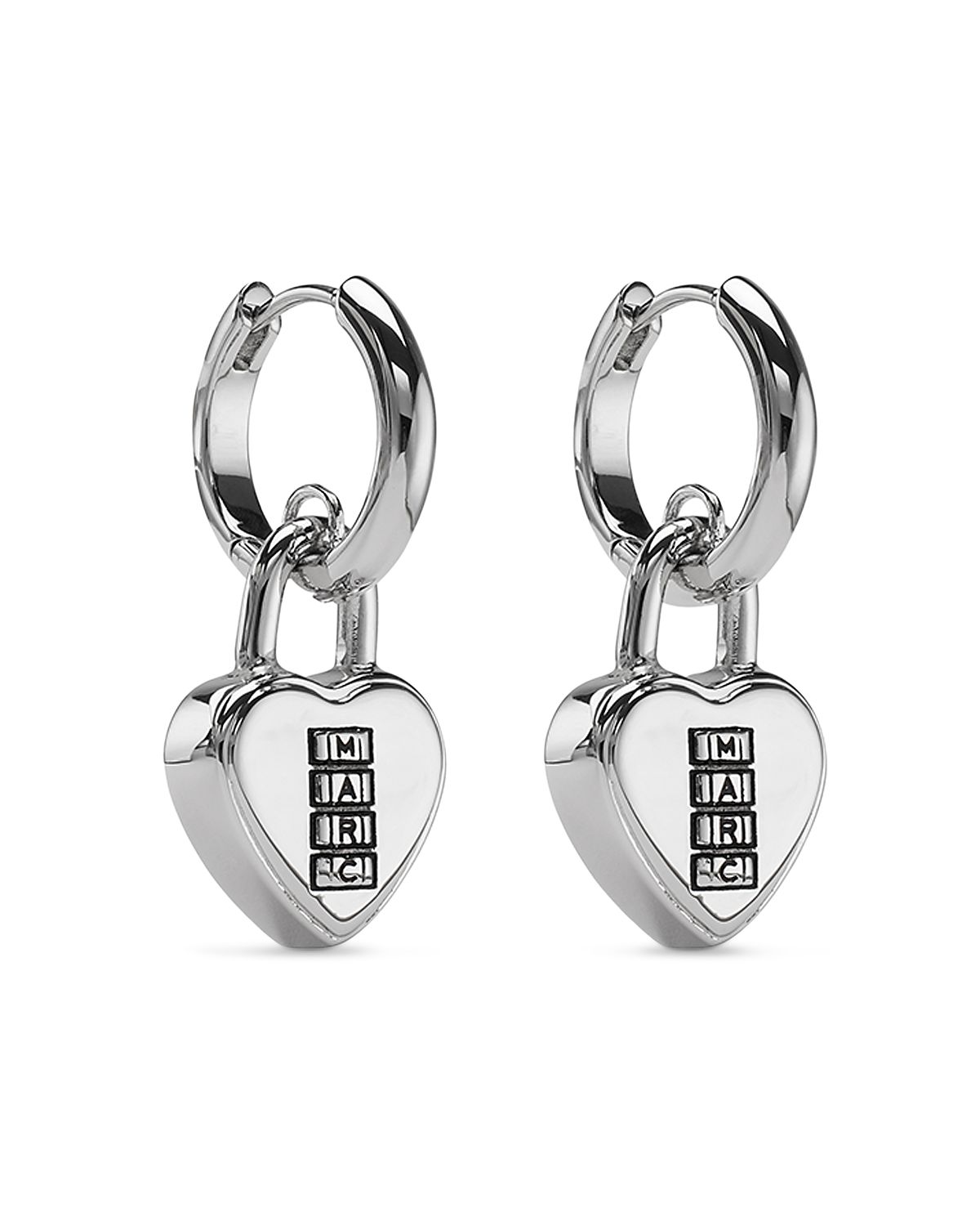 Marc Jacobs Heart Padlock Charm Hoop Earrings