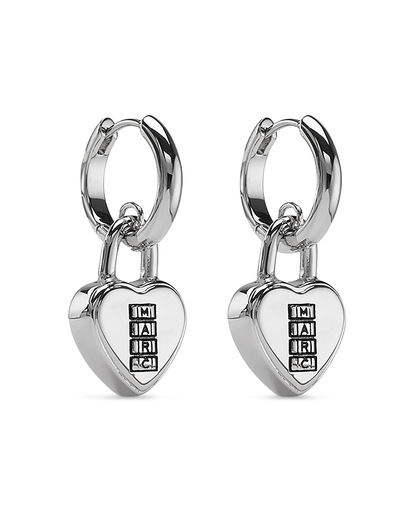 Marc Jacobs Heart Padlock Charm Hoop Earrings