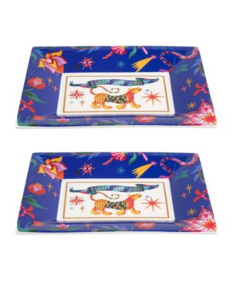  Shekou Porcelain Decorative Tray Set of 2, 7" x 6"