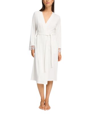 Hanro Rosaria Cotton Lace Trim Robe