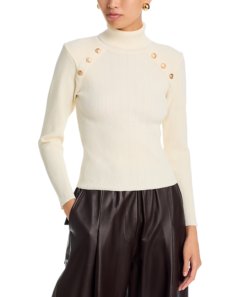 Aqua Button Trim Turtleneck Sweater - Exclusive