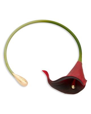 Calla Lily Flower Vine Choker Necklace, 13.5"