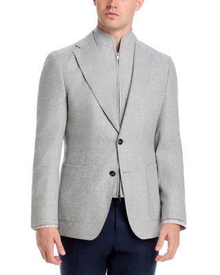 Hutson Wool & Cashmere Flannel Slim Fit Sport Coat With Removable Bib