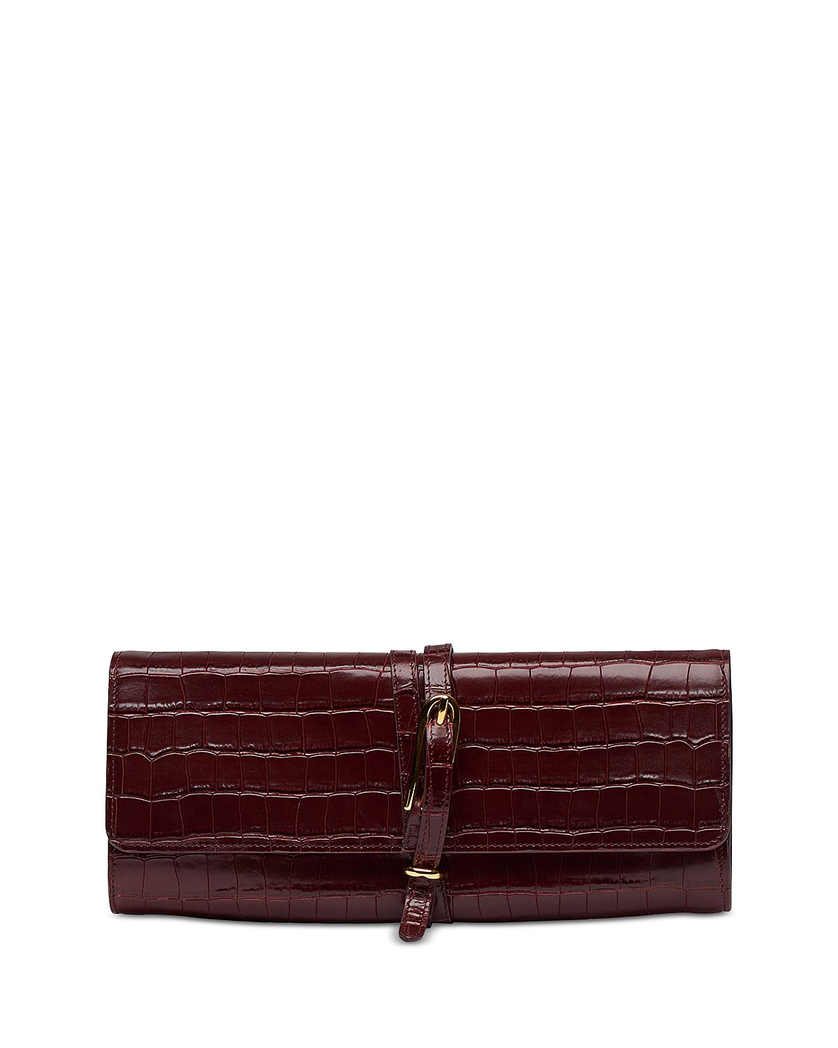 Liffner Belted Croc Embossed Leather Clutch