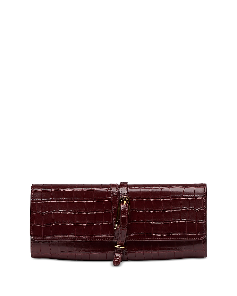 Liffner Belted Croc Embossed Leather Clutch