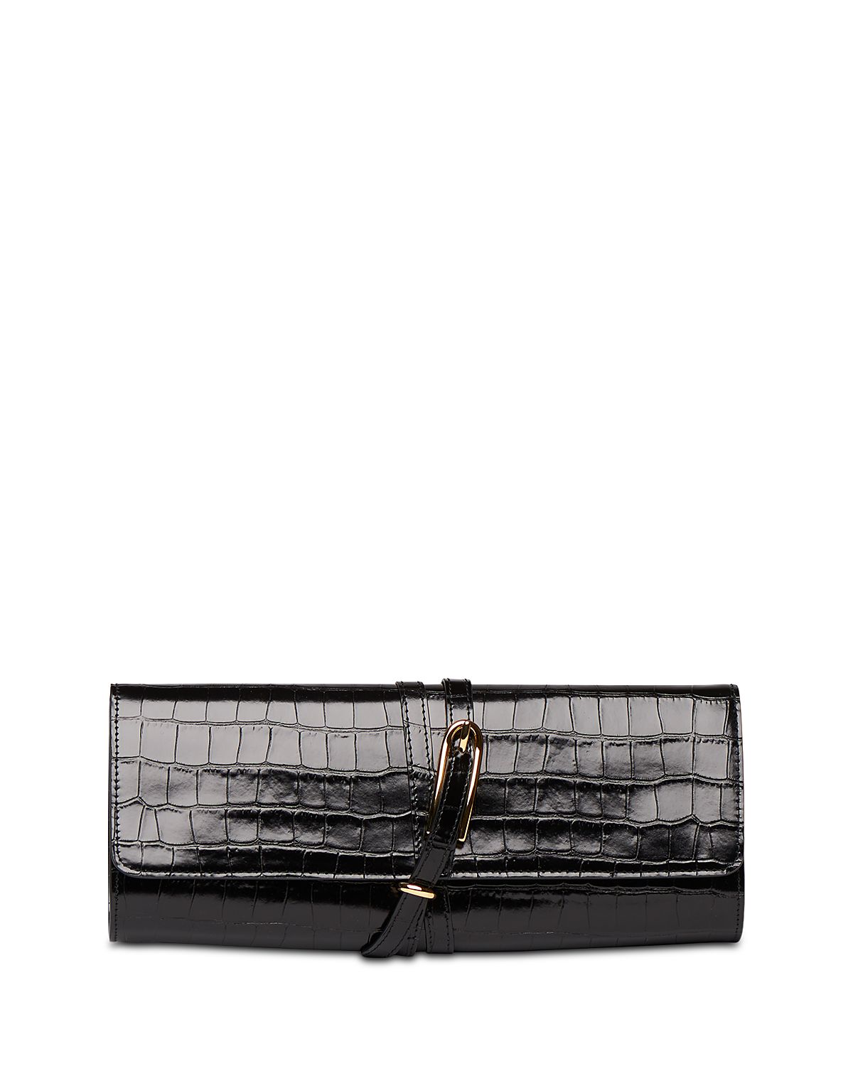 Liffner Belted Croc Embossed Leather Clutch
