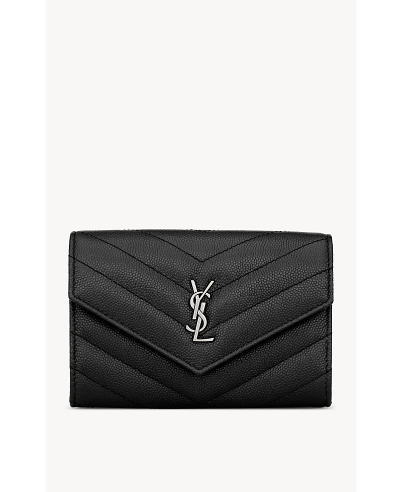 Saint Laurent Cassandre Matelasse Small Envelope Wallet inGrain De Poudre Leather