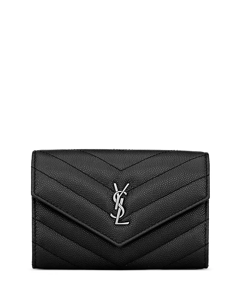 Saint Laurent Cassandre Matelasse Small Envelope Wallet inGrain De Poudre Leather