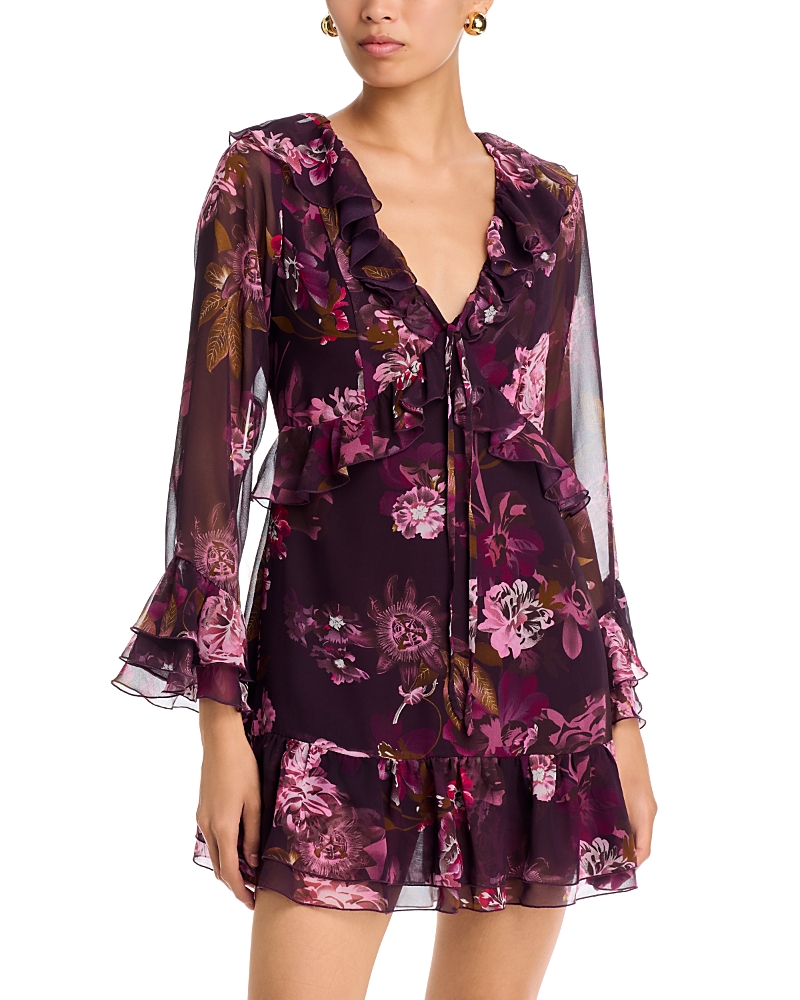 Aqua Ruffled V Neck Mini Dress - Exclusive