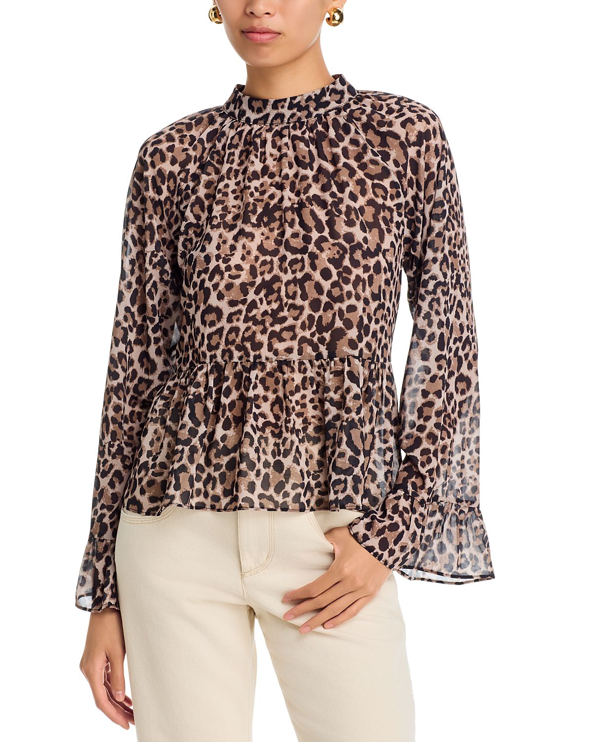 Aqua Mock Neck Bell Sleeve Top - Exclusive