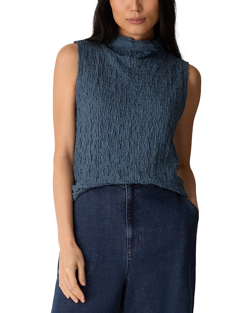 Eileen Fisher Textured Funnel Neck Slim Tank