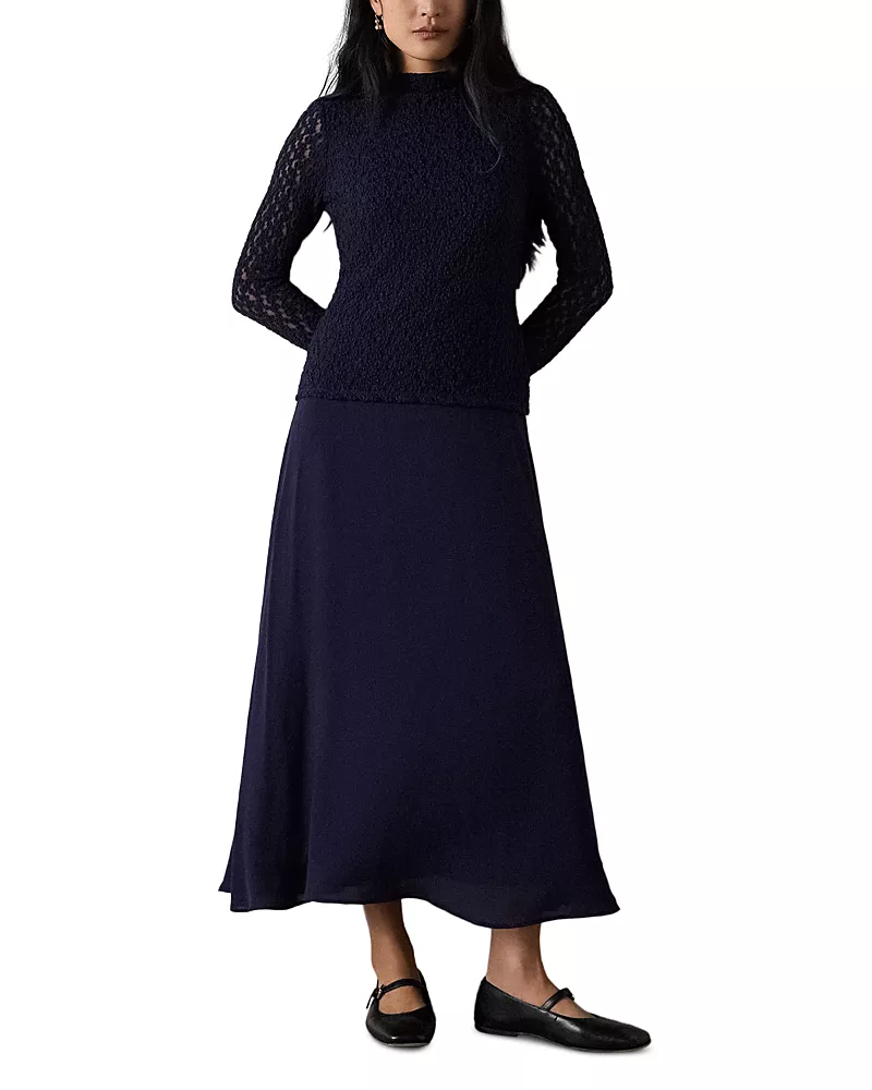Whistles Mixed Media Drop Waist Dress