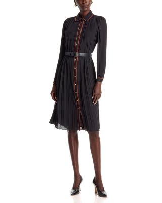 Pleated Chiffon Shirtdress