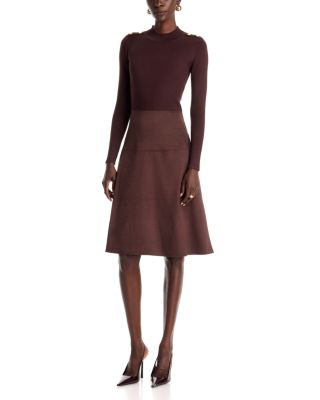 Mock Neck Mixed Media Dress