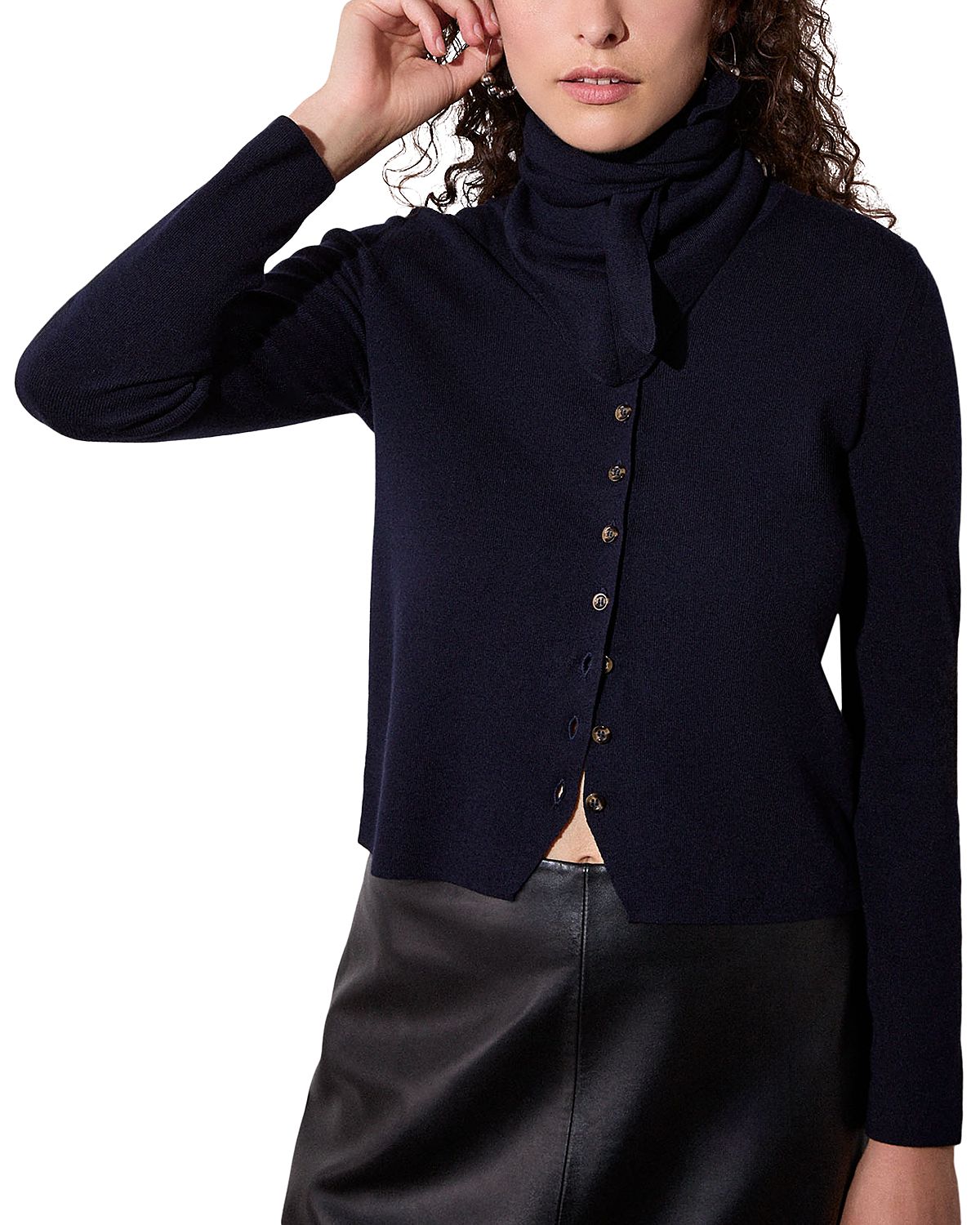 Whistles Crewneck Scarf Cardigan