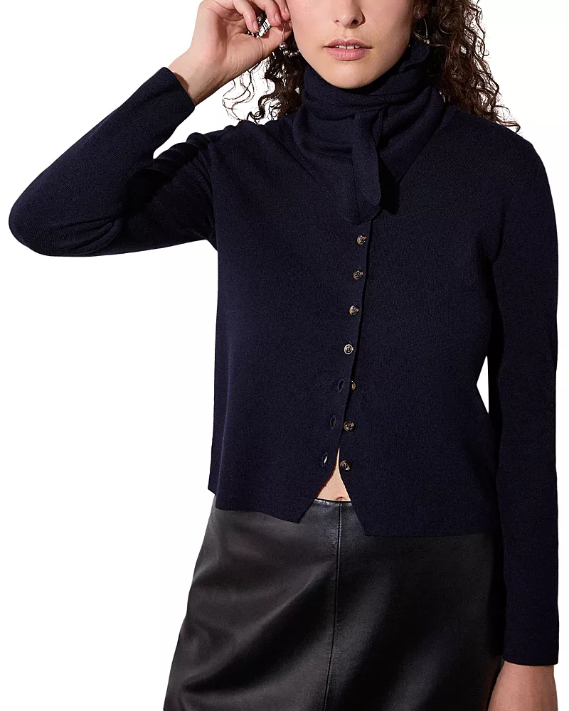 Whistles Crewneck Scarf Cardigan