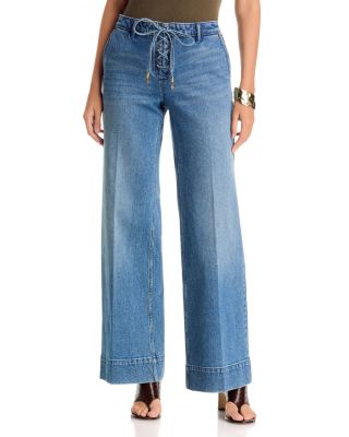 Cotton Stretch High Rise Flare Jeans in Dusk Blue Wash