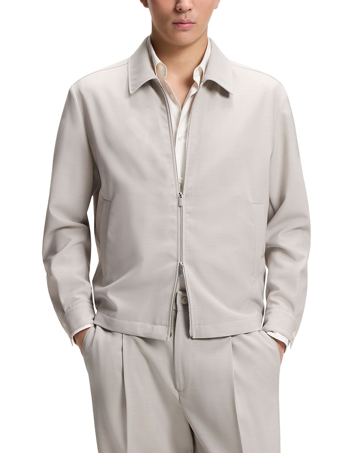 Boss P-Carper Performance Wool Slim Fit Zip Blouson Jacket