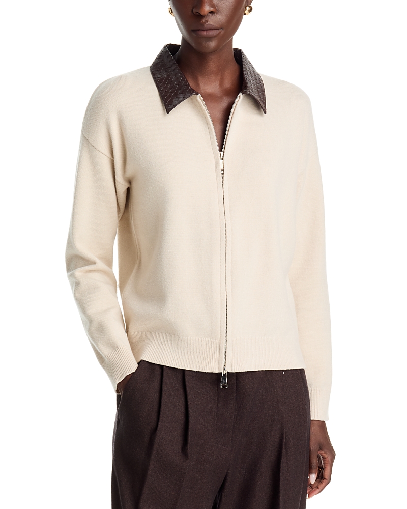 Sioni Faux Leather Collar Zip Front Jacket