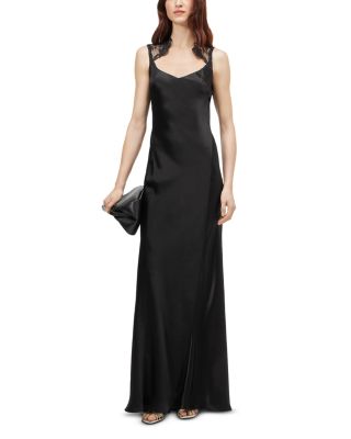 McQueen Satin Lace Back Long Dress