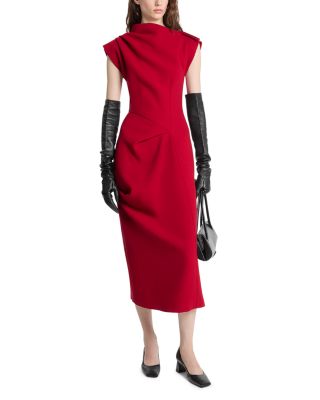 Wool-Blend Draped Dress