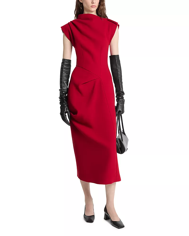 Michael Kors Collection Wool-Blend Draped Dress
