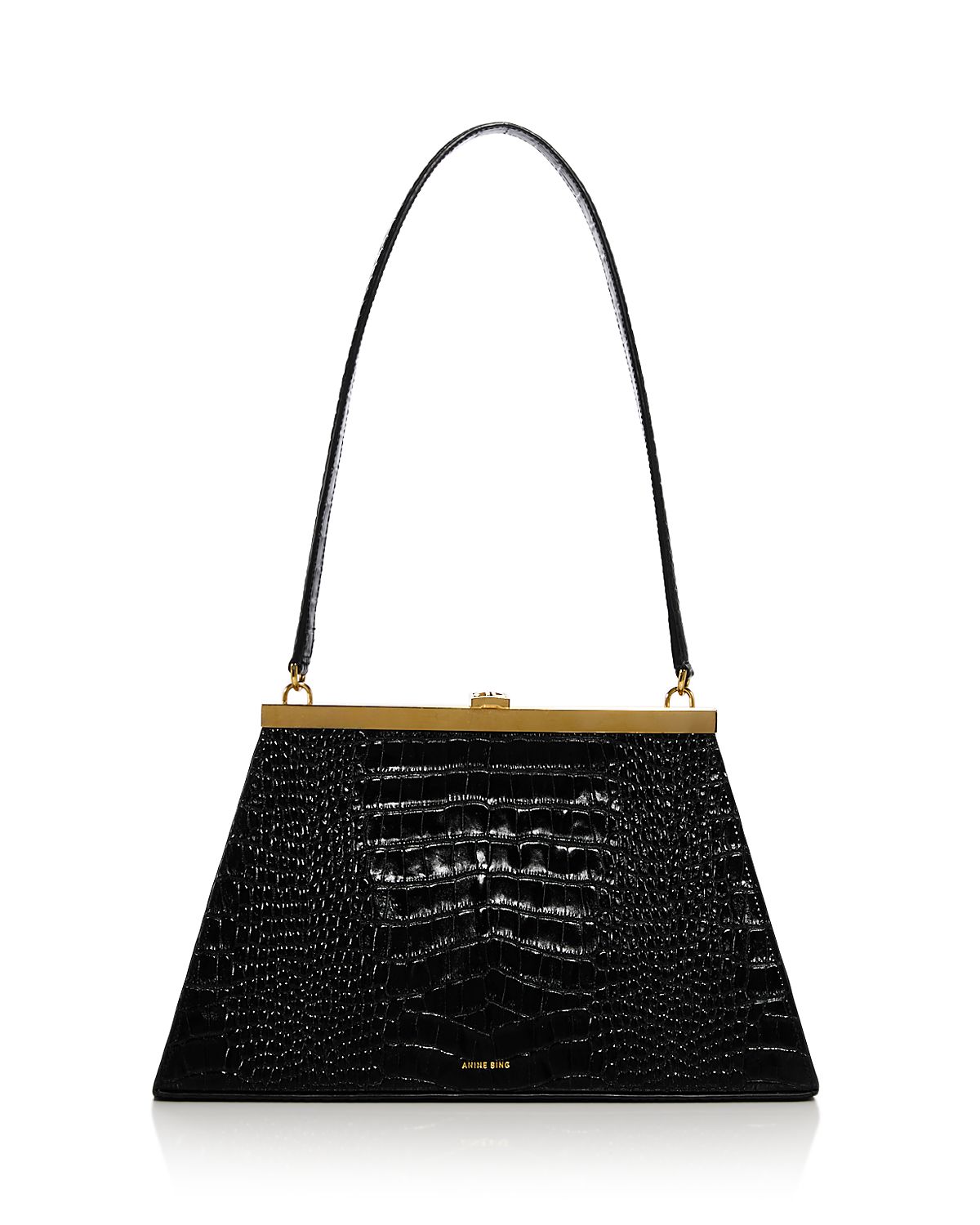 Anine Bing Anine Croc Embossed Leather Shoulder Bag