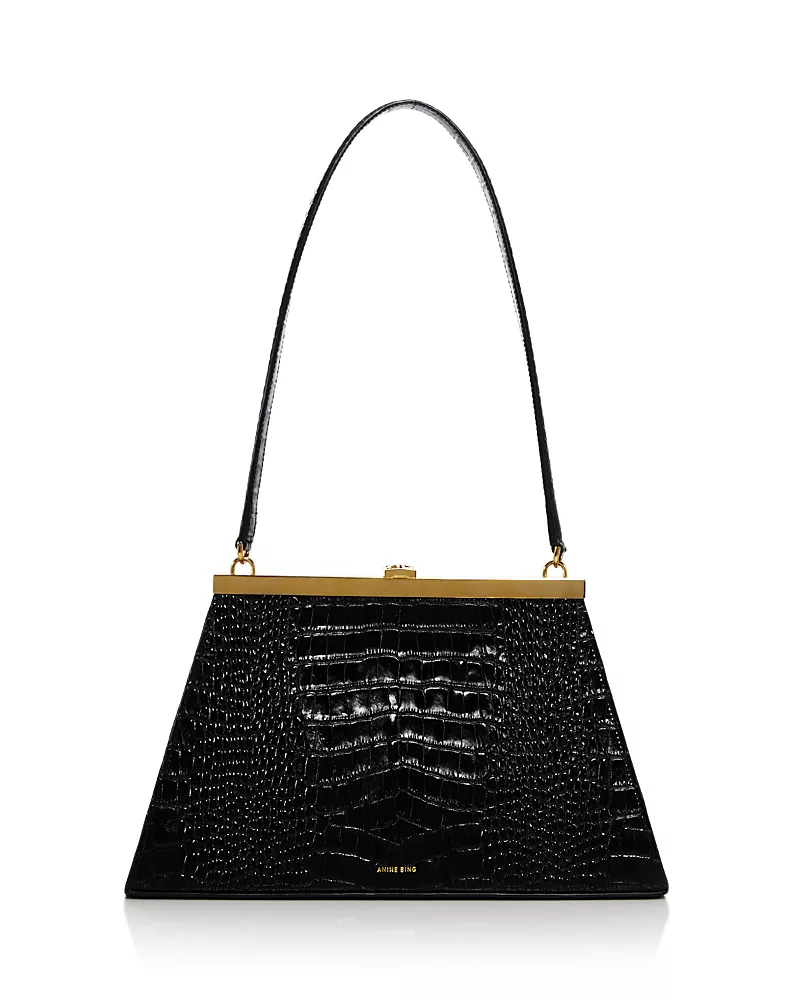 Anine Bing Anine Croc Embossed Leather Shoulder Bag