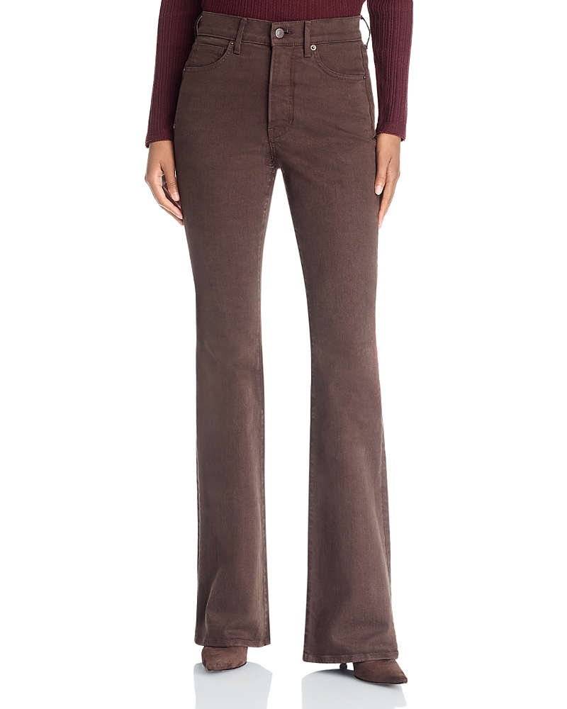 Veronica Beard Beverly Coated High Rise Bootcut Jeans in Espresso