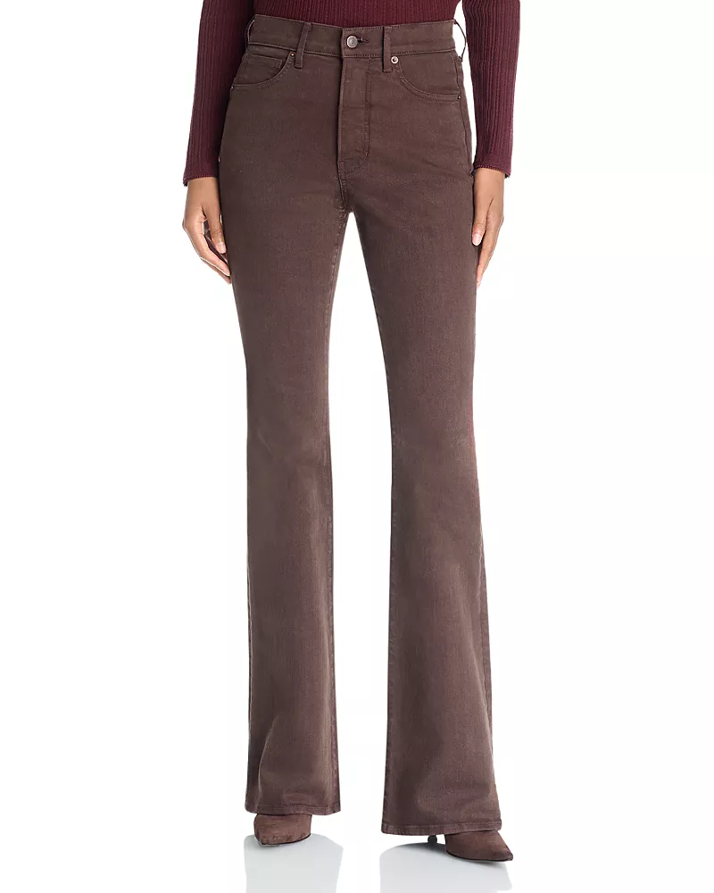 Veronica Beard Beverly Coated High Rise Bootcut Jeans in Espresso