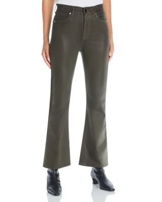 Carson Coated High Rise Ankle Flare Jeans in Loden
