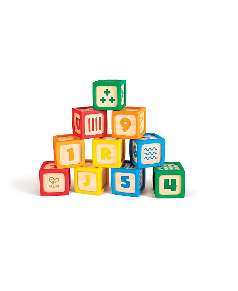 Hape Grip 'n' Stack Silicone Wood Blocks - 6-24 Months
