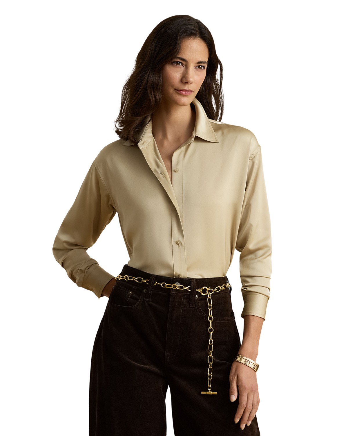 Lauren Ralph Lauren Relaxed Fit Satin Charmeuse Shirt