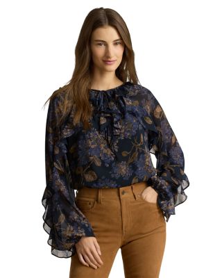 Georgette Ruffle Trim Blouse