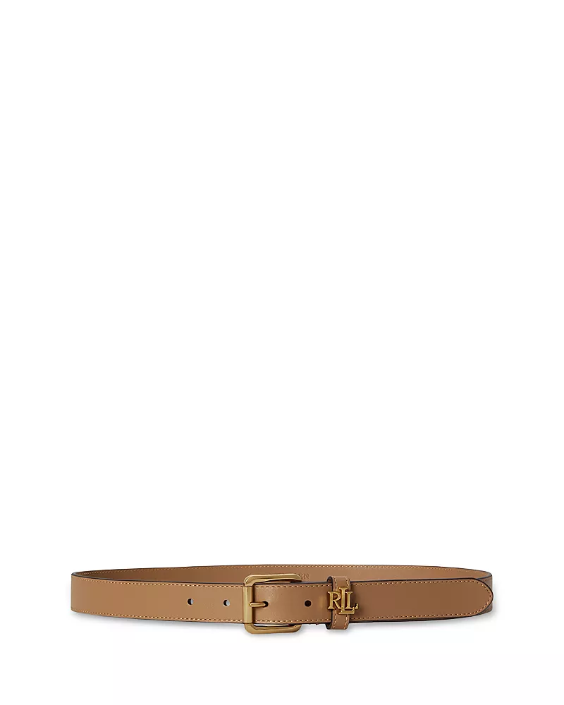 Lauren Ralph Lauren Logo Keeper Leather Skinny Belt
